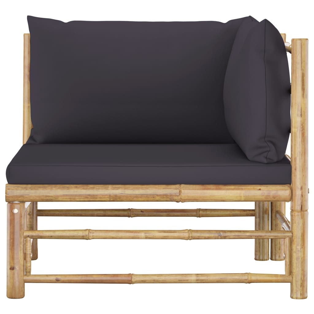 VidaXL 2-delige Loungeset met donkergrijze kussens bamboe