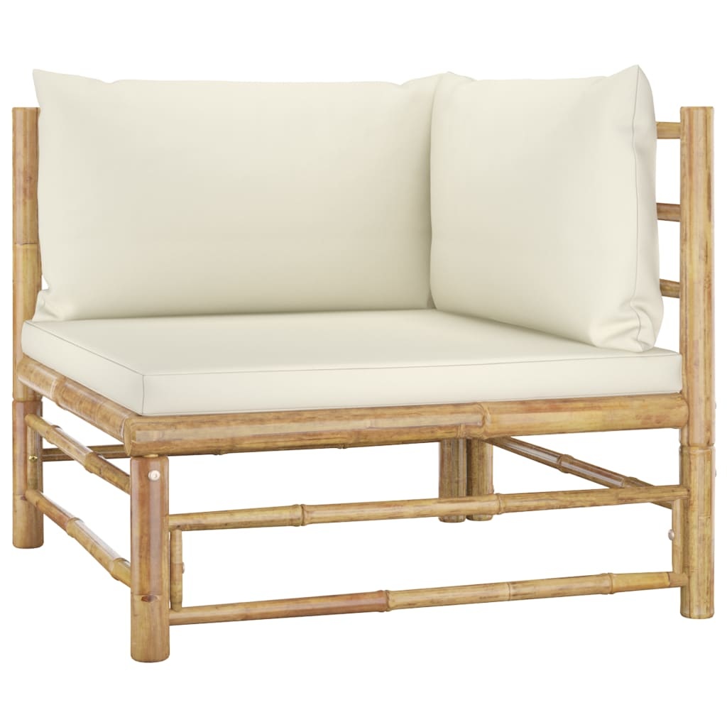 VidaXL 2-delige Loungeset met crèmewitte kussens bamboe