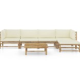 VidaXL 6-delige Loungeset met crèmewitte kussens bamboe
