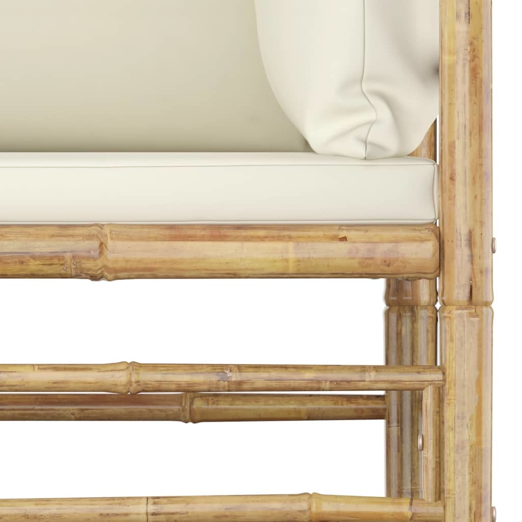 VidaXL 5-delige Loungeset met crèmewitte kussens bamboe
