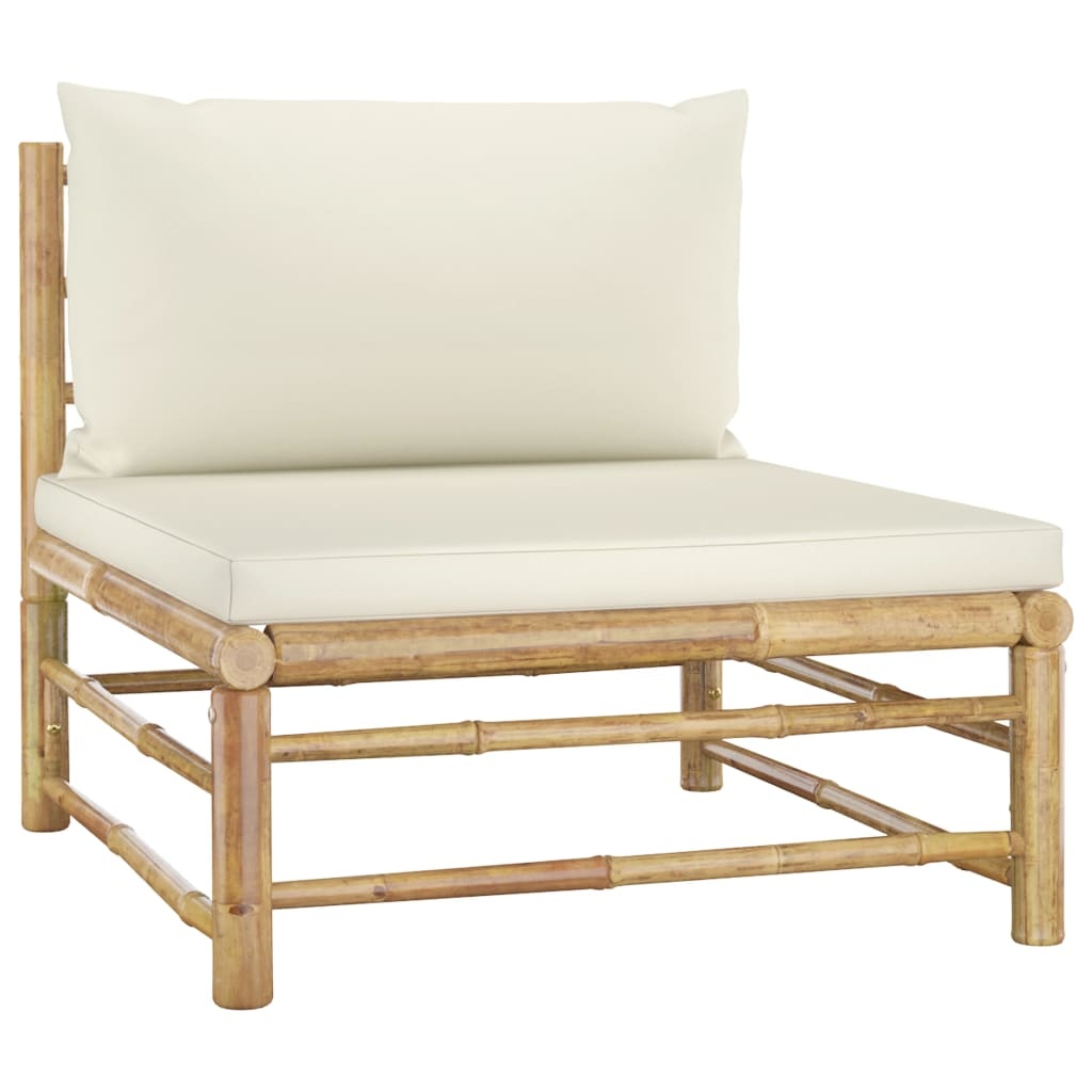VidaXL 5-delige Loungeset met crèmewitte kussens bamboe