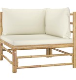 VidaXL 4-delige Loungeset met crèmewitte kussens bamboe