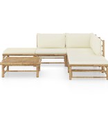 VidaXL 6-delige Loungeset met crèmewitte kussens bamboe