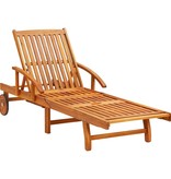 VidaXL 2-delige Ligbeddenset met tafel massief acaciahout