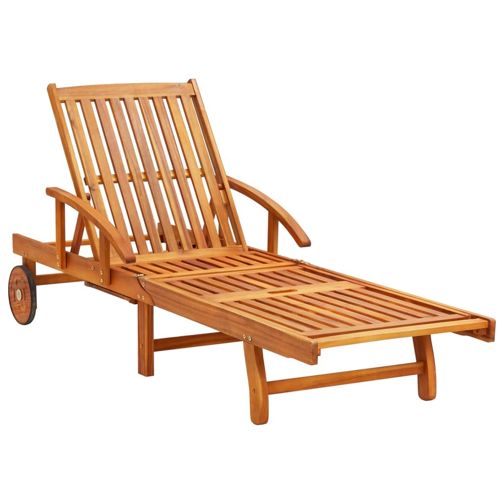 VidaXL 2-delige Ligbeddenset met tafel massief acaciahout