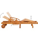 VidaXL 2-delige Ligbeddenset met tafel massief acaciahout