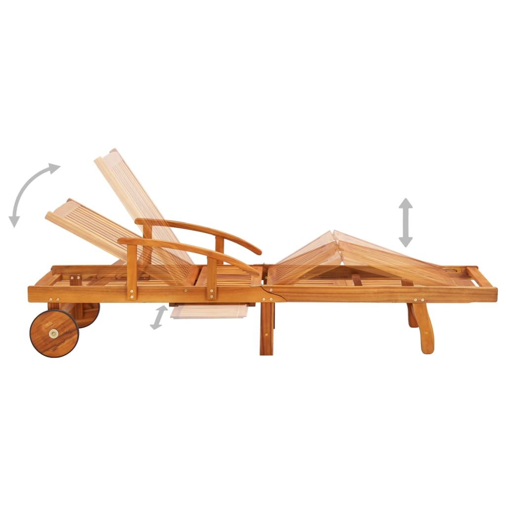 VidaXL 2-delige Ligbeddenset met tafel massief acaciahout
