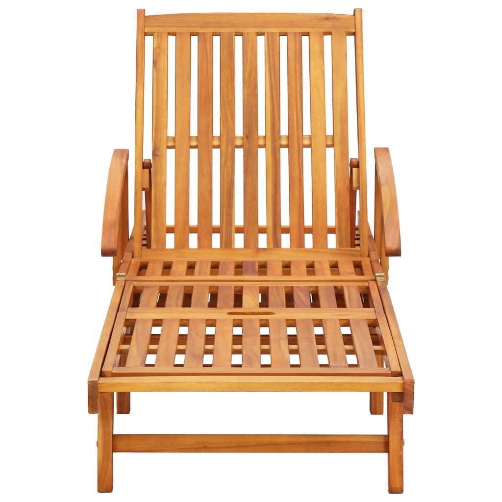 VidaXL 2-delige Ligbeddenset met tafel massief acaciahout