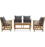 VidaXL 5-delige Loungeset met kussens massief acaciahout