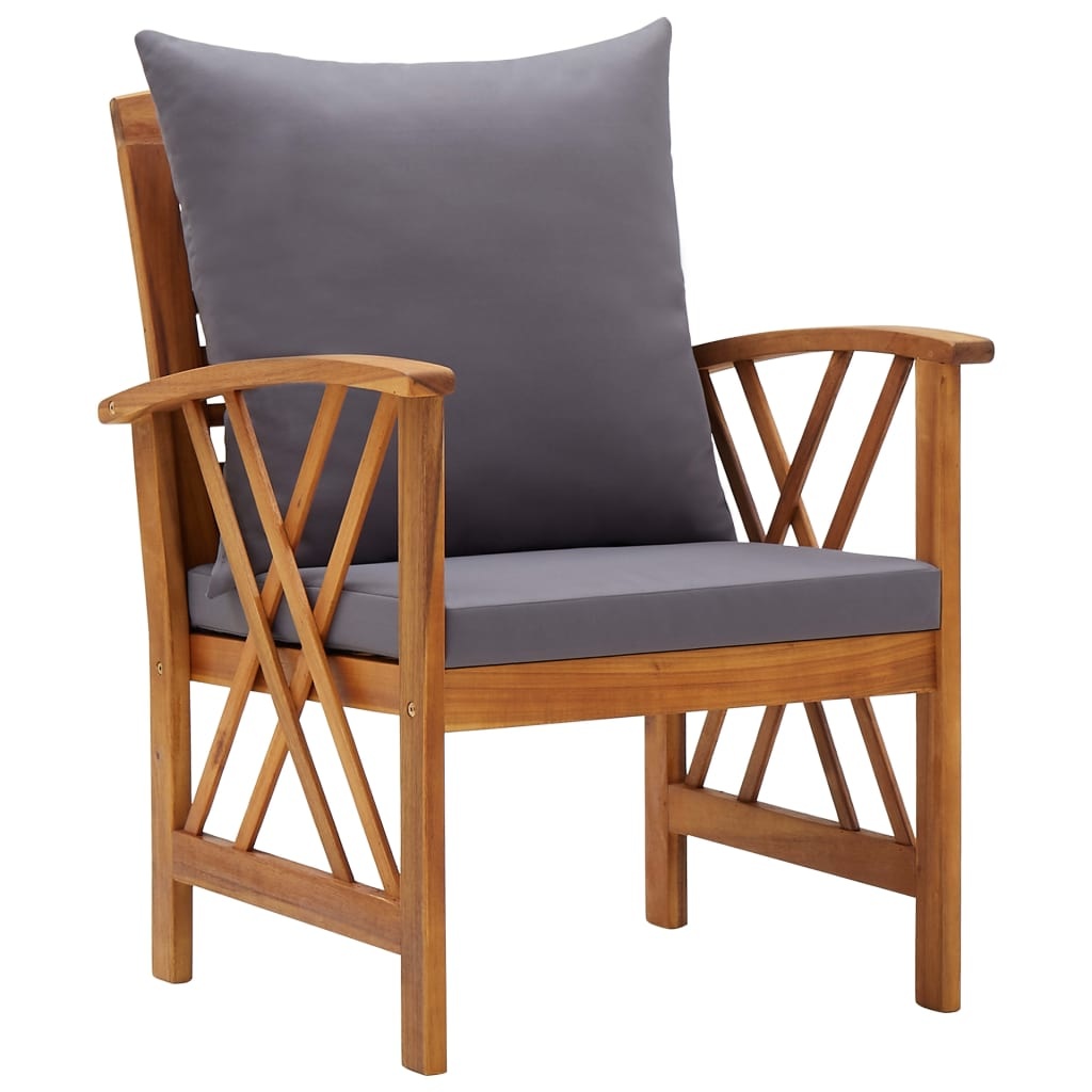 VidaXL 5-delige Loungeset met kussens massief acaciahout