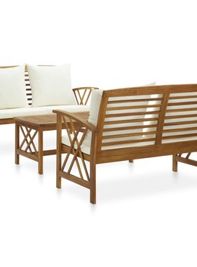 VidaXL 3-delige Loungeset met kussens massief acaciahout