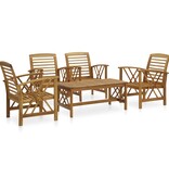 VidaXL 5-delige Loungeset massief acaciahout