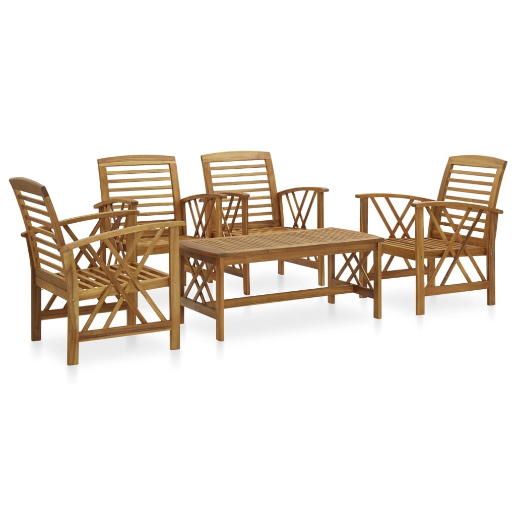 VidaXL 5-delige Loungeset massief acaciahout