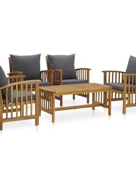 VidaXL 5-delige Loungeset met kussens massief acaciahout