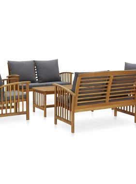 VidaXL 5-delige Loungeset met kussens massief acaciahout