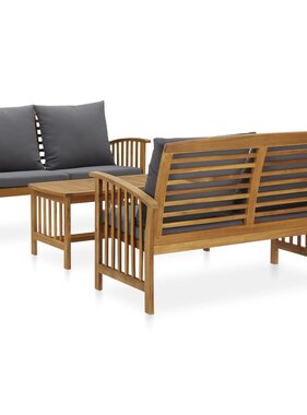 VidaXL 3-delige Loungeset met kussens massief acaciahout
