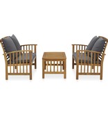 VidaXL 3-delige Loungeset met kussens massief acaciahout