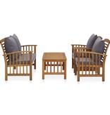 VidaXL 4-delige Loungeset met kussens massief acaciahout