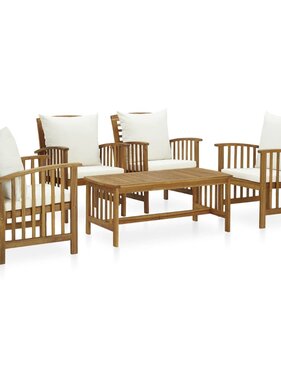VidaXL 5-delige Loungeset met kussens massief acaciahout