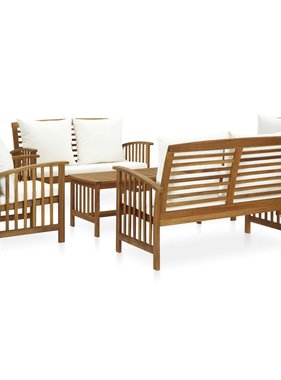 VidaXL 5-delige Loungeset met kussens massief acaciahout