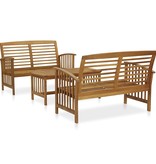 VidaXL 3-delige Loungeset massief acaciahout