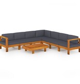 VidaXL 8-delige Loungeset met donkergrijze kussens acaciahout