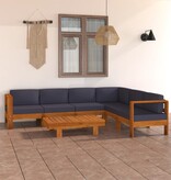 VidaXL 7-delige Loungeset met donkergrijze kussens acaciahout