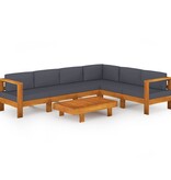 VidaXL 7-delige Loungeset met donkergrijze kussens acaciahout