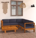 VidaXL 6-delige Loungeset met donkergrijze kussens acaciahout