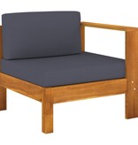VidaXL 6-delige Loungeset met donkergrijze kussens acaciahout