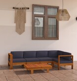 VidaXL 6-delige Loungeset met donkergrijze kussens acaciahout