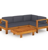 VidaXL 5-delige Loungeset met donkergrijze kussens acaciahout