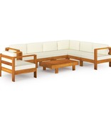 VidaXL 8-delige Loungeset met crèmewitte kussens acaciahout