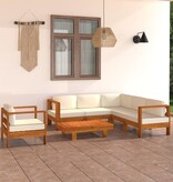 VidaXL 7-delige Loungeset met crèmewitte kussens acaciahout