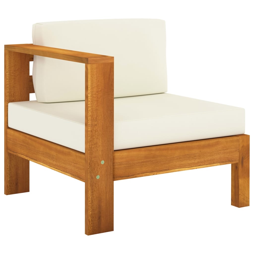VidaXL 6-delige Loungeset met crèmewitte kussens acaciahout