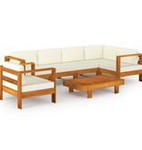 VidaXL 7-delige Loungeset met crèmewitte kussens acaciahout