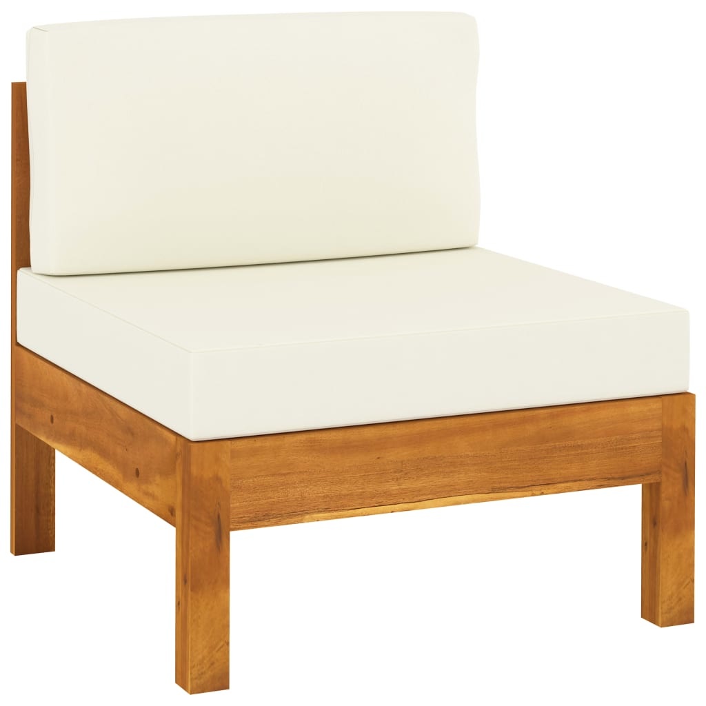 VidaXL 6-delige Loungeset met crèmewitte kussens acaciahout