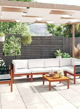 VidaXL 7-delige Loungeset met kussens massief acaciahout crème