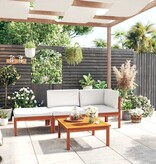 VidaXL 4-delige Loungeset met kussens massief acaciahout crème