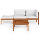 VidaXL 4-delige Loungeset met kussens massief acaciahout crème