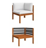 VidaXL 4-delige Loungeset met kussens massief acaciahout crème