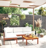 VidaXL 5-delige Loungeset met kussens massief acaciahout crème