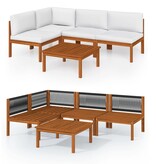 VidaXL 5-delige Loungeset met kussens massief acaciahout crème