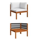 VidaXL 5-delige Loungeset met kussens massief acaciahout crème