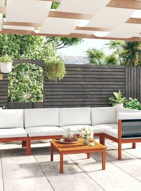 VidaXL 6-delige Loungeset met kussens massief acaciahout crème