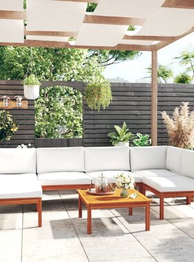 VidaXL 7-delige Loungeset met kussens massief acaciahout crème