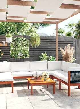 VidaXL 8-delige Loungeset met kussens massief acaciahout crème