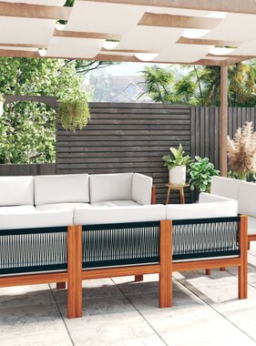 VidaXL 9-delige Loungeset met kussens massief acaciahout crème