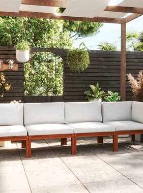 VidaXL Tuinbank 4-zits met kussen massief acaciahout