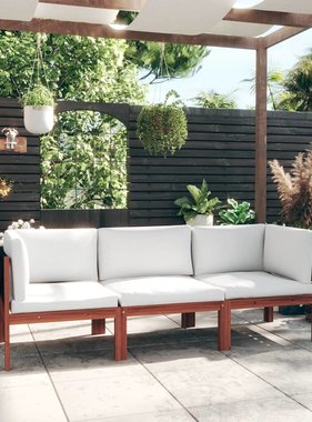 VidaXL Tuinbank 3-zits met kussens massief acaciahout